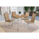 Ver imagem 1 de Conjunto: Mesa Sala Jantar Reno C/ Tampo de Madeira 90cm e 4 Cadeiras Amsterdã Cromada/nogueira -
