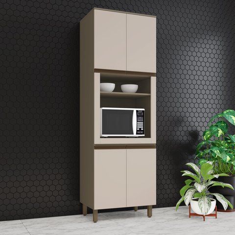 Torre Quente 1 Forno 4 Portas 71,5cm 100% MDF Aurora Cinza/Duna/Cristal