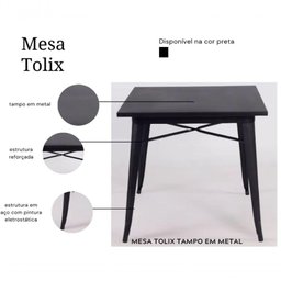 Mesa Bar Restaurante Quadrada Tolix Iron Preto 80x80 - 3