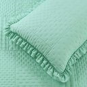 Ver imagem 4 de Kit Cobre Leito Colcha Casa Scarpa Maison King C/ Babado Percal 300 Fios 3 Peças - Verde Menta