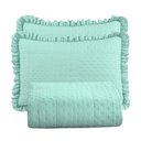 Ver imagem 1 de Kit Cobre Leito Colcha Casa Scarpa Maison King C/ Babado Percal 300 Fios 3 Peças - Verde Menta