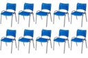 Ver imagem 2 de Cadeira Iso Base Cinza Escola, Escritório Azul Kit 10 Un