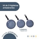 Ver imagem 2 de Jogo de frigideiras antiaderente cerâmica 3 peças vermelha - Oikos
