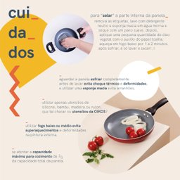 Jogo de frigideiras antiaderente cerâmica 3 peças vermelha - Oikos - 6