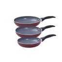 Ver imagem 1 de Jogo de frigideiras antiaderente cerâmica 3 peças vermelha - Oikos