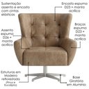 Ver imagem 5 de Poltrona Decorativa Malta Base Giratoria Courino Tcs 729 Moll