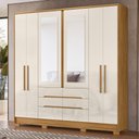 Ver imagem 2 de Guarda Roupa Casal 6p Espelho 216 Cm San Francisco Moval Freijo Off White
