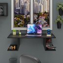 Ver imagem 5 de Mesa Escritório Suspensa Escrivaninha Computador 90x42cm Com Prateleiras