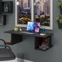 Ver imagem 1 de Mesa Escritório Suspensa Escrivaninha Computador com Prateleiras 90cm Preto