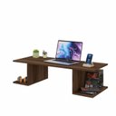 Ver imagem 2 de Mesa Escritório Suspensa Escrivaninha Computador com Prateleiras 90cm Nogal Marrom