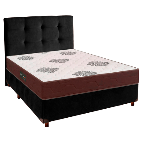 Kit Cama Box + Cabeceira + Colchão Casal D45 Inovaflex - Preto