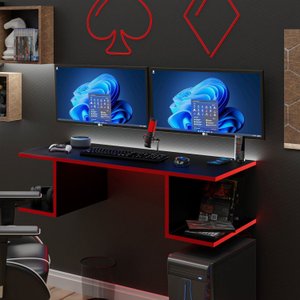 Mesa Escritório Suspensa Escrivaninha Computador 90x42cm Com Prateleiras