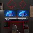 Ver imagem 5 de Mesa Escritório Suspensa Escrivaninha Computador com Prateleiras 90cm Vermelho