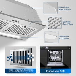 Coifa de Embutir Amzchef 30" de Aço Inox com 900 Cfm e 3 Velocidades - 3