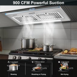 Coifa de Embutir Amzchef 30" de Aço Inox com 900 Cfm e 3 Velocidades - 2