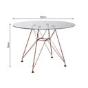 Ver imagem 2 de Mesa Eiffel Redonda 90cm Tampo de Vidro com Base de Ferro Cobre - Cor: Branca