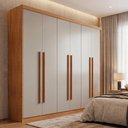 Ver imagem 1 de Guarda-Roupa Casal 100% MDF com 6 Portas e 2 Gavetas 180cm Multimóveis CR35516 Madeirado/Off White
