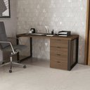 Ver imagem 1 de Escrivaninha Mesa Escritório Diretor com Gaveteiro Office 4 Gavetas 150cm Carvalho e Munique Marrom