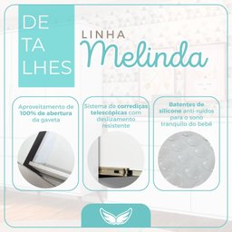 Quarto Para Bebê Completo Melinda com Roupeiro Cômoda e Berço  - 9