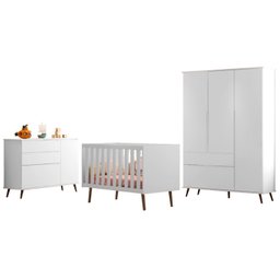Quarto Para Bebê Completo Melinda com Roupeiro Cômoda e Berço  - 2