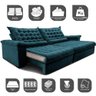 Sofá Retrátil e Reclinável 2,75m Molas Ensacadas Cama Inbox Big Space com Bordado 3d Velusoft - 3