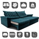 Ver imagem 3 de Sofá Retrátil e Reclinável 2,75m Molas Ensacadas Cama Inbox Big Space com Bordado 3d Velusoft