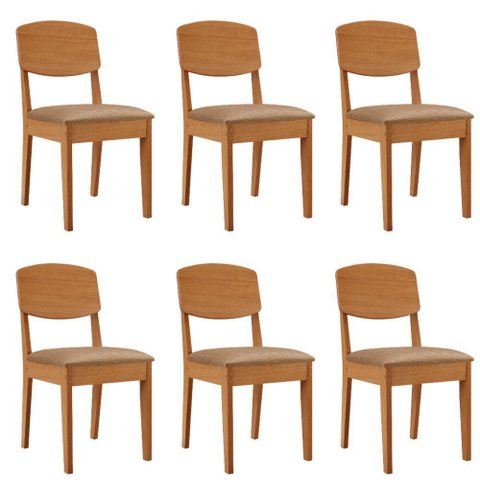 Conjunto com 6 Cadeiras Mdf Copper para Sala de Jantar Moderna Mobília