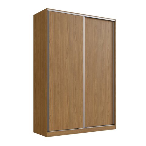Guarda-Roupa Solteiro 2 Portas de Correr 3 Gavetas MDF 165cm Aura Marrom Freijó Natura