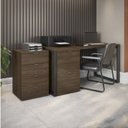 Ver imagem 1 de Escrivaninha Mesa Escritório Secretária com 2 Gaveteiros Office Carvalho e Munique Marrom