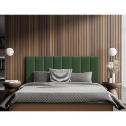 Cabeceira Cama Casal Queen Estofada Modulada 160cm Rony Veludo Verde - 1 Cabeceira Cama Casal Queen Estofada Modulada 160cm Rony Veludo Verde - 1
