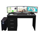 Ver imagem 4 de Mesa para Computador Gamer Drx 5000 e Livreiro Office com Portas Grandes Preto Trama - Móveis Leão