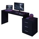 Ver imagem 2 de Mesa para Computador Gamer Drx 5000 e Livreiro Office com Portas Grandes Preto Trama - Móveis Leão