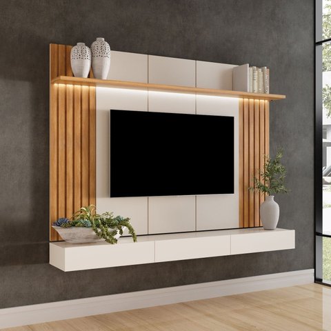 Painel para TV até 84 Polegadas com LED MDF 220CMX150CM Home Supreme Marrom