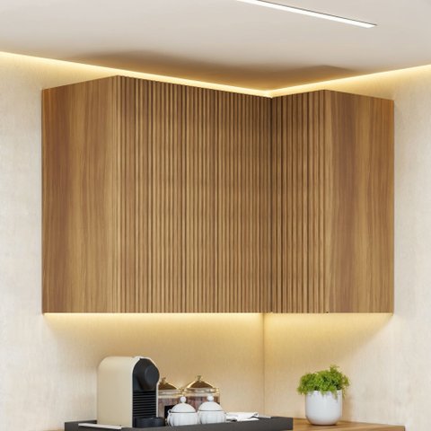 Armário Aéreo Canto Direita Esquerda Ripado Rainha 2 Portas  100% Mdf