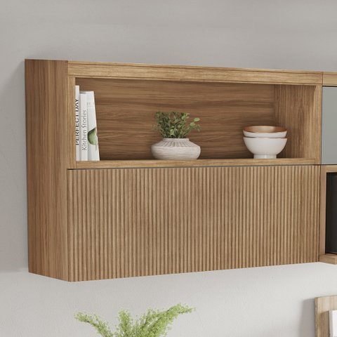 Armário Aéreo 1 Porta Bascula Ripado Marquesa 120Cm  100% Mdf