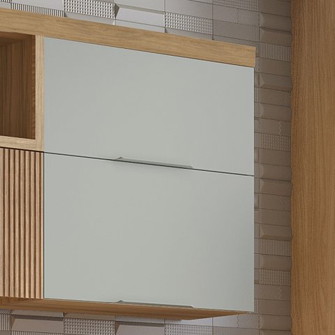 Armário 2 Portas Basculante Marquesa 80cm 100% MDF Marrom/Nature/Verde
