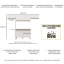 Ver imagem 4 de Armário de Cozinha Compacta 260cm Veneza Multimóveis V3697 Branco/Dourado