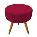 Ver imagem 6 de Kit 2 Poltronas e 2 Puffs Banqueta Redonda Nina Veludo Pés Palito Castanho - Pallazio - Vermelho