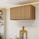 Ver imagem 1 de Armário Aéreo Geladeira 1 Porta Basculante 80cm Ripado 100% MDF Rainha Marrom/Nature
