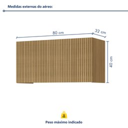 Armário Aéreo Geladeira 1 Porta Basculante 80Cm Ripado  100% Mdf Rainha - 5