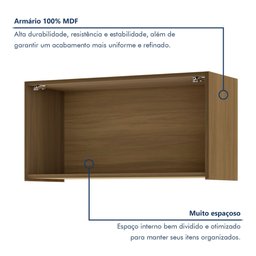 Armário Aéreo Geladeira 1 Porta Basculante 80Cm Ripado 100% Mdf Rainha - 8 Armário Aéreo Geladeira 1 Porta Basculante 80Cm Ripado 100% Mdf Rainha - 8