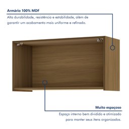 Armário Aéreo Geladeira 1 Porta Basculante 80Cm Ripado  100% Mdf Rainha - 4