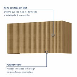Armário Aéreo Geladeira 1 Porta Basculante 80Cm Ripado 100% Mdf Rainha - 6 Armário Aéreo Geladeira 1 Porta Basculante 80Cm Ripado 100% Mdf Rainha - 6