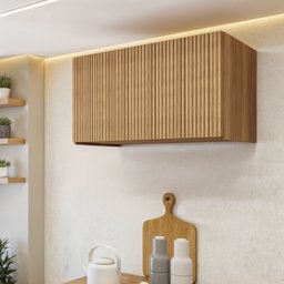 Armário Aéreo Geladeira 1 Porta Basculante 80Cm Ripado  100% Mdf Rainha - 2