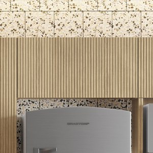 Armário Aéreo Geladeira 1 Porta Basculante 80Cm Ripado  100% Mdf Rainha