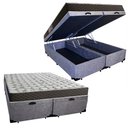 Ver imagem 1 de Cama Box Baú Queen Colchão Mola Ensacada Acolchões + Box Suede 71x158x198 Cor:Cinza