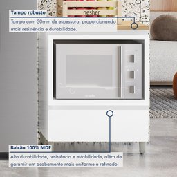 Balcão Forno 1 Gaveta Com Caixa Organizadora 70Cm  100% Mdf Rainha - 2
