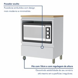 Balcão Forno 1 Gaveta Com Caixa Organizadora 70Cm  100% Mdf Rainha - 4