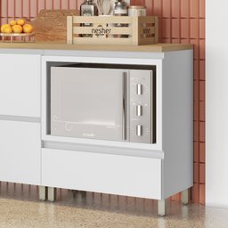 Balcão Forno 1 Gaveta Com Caixa Organizadora 70Cm  100% Mdf Rainha - 1