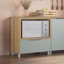 Ver imagem 2 de Balcão Forno 1 Gaveta com Caixa Organizadora 80cm 100% MDF Marquesa Marrom/Nature/Verde
